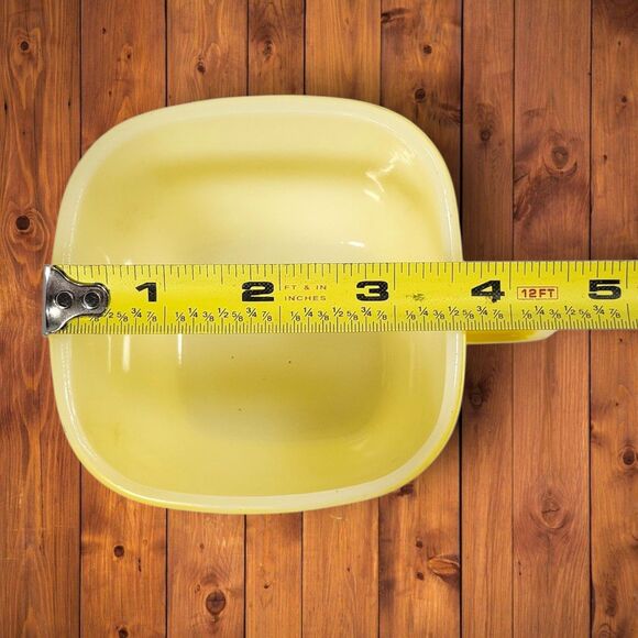 Vintage Glasbake Milk Glass Mugs Lot of 2 White & Yellow Block Handle Square Mug - Picture 9 of 10